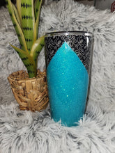 Load image into Gallery viewer, Teal and Black and White Vinyl V-Split Tumbler - 20 oz curve
