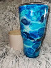 Load image into Gallery viewer, Blue Swirl Tumbler - 30 oz Curve