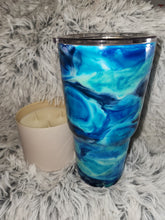 Load image into Gallery viewer, Blue Swirl Tumbler - 30 oz Curve