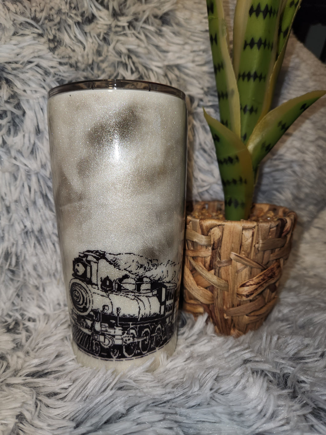 Smoked White Train Tumbler - 20 oz Curve