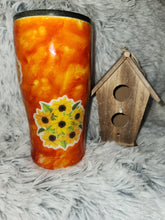 Load image into Gallery viewer, Orange Swirl with Sunflowers Tumbler - 20 oz
